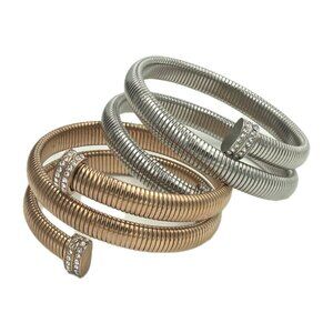 Set of 2 DSMK Stainless Steel Memory Wrap Bracelets